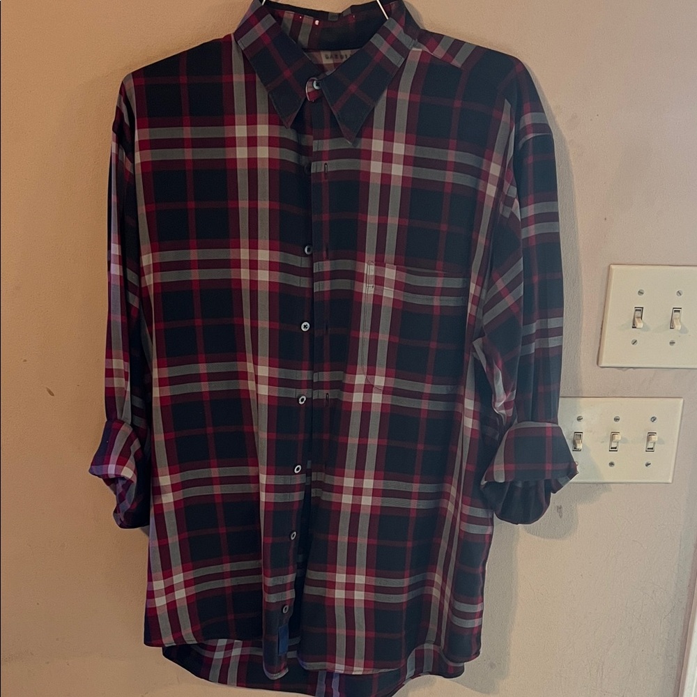 Burberry Check Button Down Size Large - image 1